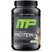 MusclePharm Pro Series Protein+ bottle highlighting premium protein for muscle growth