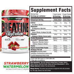 Scoop beside a glass of water, Musclesport Creatine Hydration ready to mix and support performance