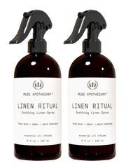 Muse Apothecary Linen Ritual bottle ready to mist calming aromatherapy on linens