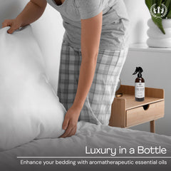 Muse Apothecary Linen Ritual spray application on sheets and clothing scene