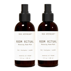 Muse Apothecary Room Ritual bottle front with calming aloe-eucalyptus-lavender scent