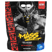 Mutant Mass Extreme Gainer vanilla bottle showcases high-calorie formula for mass gains.