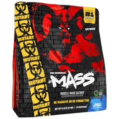 Mutant Mass vanilla ice cream tub shows high-calorie protein blend for muscle-supportive nutrition