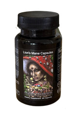 Muther Mushroom Lion's Mane Capsules bottle close-up showing vegan focus support.