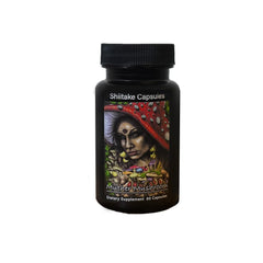 Muther Mushroom Shiitake capsules bottle close-up hinting at immune support and skin vitality