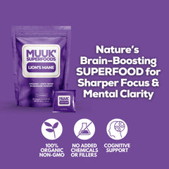 MUUK' SUPERFOODS single sachet close-up for mess-free dosing on the move.