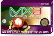 MX3 Mangosteen capsules bottle for convenient daily antioxidant support.