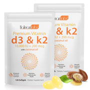 MXCZBSM Vitamin D3 K2 softgels bottle front, high-potency 10000 IU for bone and immune support.