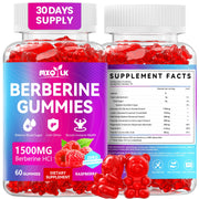 Mxq Lk Berberine Gummies raspberry bottle for convenient daily wellness.