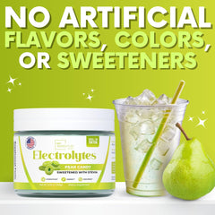 Pear Candy Electrolytes Powder dissolving in water with refreshing flavor