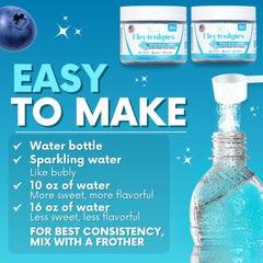 Glass with mixed My Adventure to Fit electrolytes powder, vibrant hydration ready to sip.