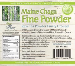 My Berry Maine Chaga Powder steeping in hot water for caffeine-free tea