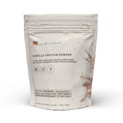 My Optimal Blend Vanilla Protein Powder tin shows pure organic nutrition for muscle support