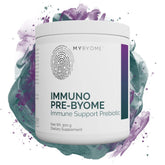 MYBYOME Immuno Pre-Byome bottle front; premium prebiotic for daily balance.
