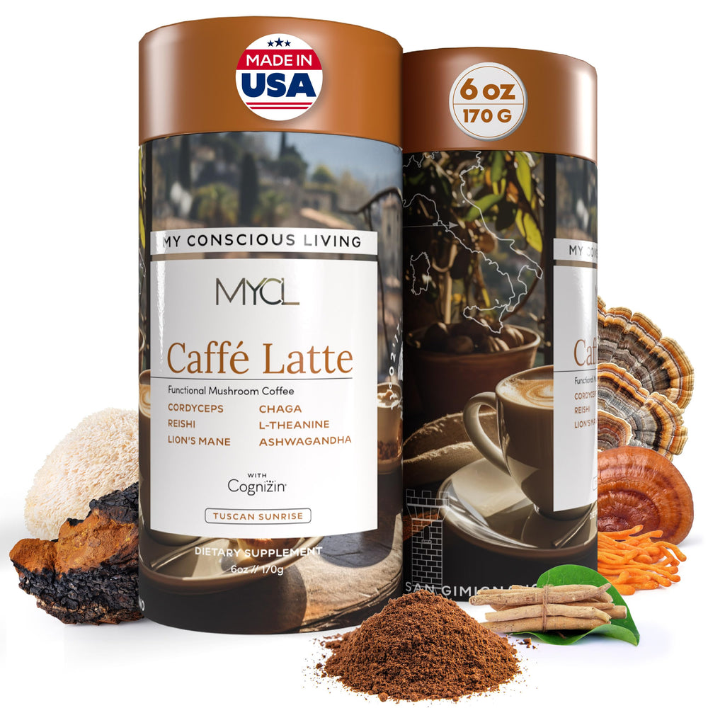 MYCL Cognizin Mocha Latte bottle highlighting cognitive support and clean energy.