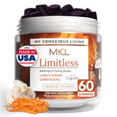 MYCL Limitless bottle front shows vibrant gummies for focused study and daytime energy.