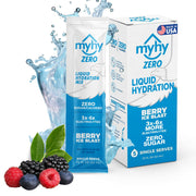 MyHy Zero Hydration Packets Berry closeup showing powder dissolving for quick hydration