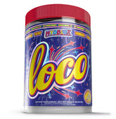 MyoBlox LOCO pre-workout bottle-front signals bold energy and focus potential.