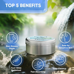 Myofascial Releaser clean emollient cream wipes off easily from skin and tools.