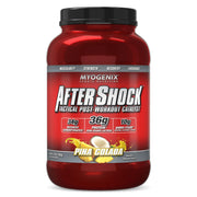 Myogenix Aftershock bottle front in pina colada flavor signaling recovery potential.