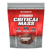 Myogenix Critical Mass bottle shows lactose-free formula for clean mass gains.