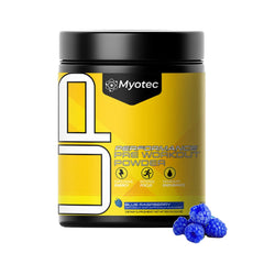 MYOTEC UP Mid Pre Workout blue raspberry tub ready to fuel your session.