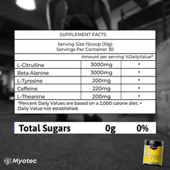 MYOTEC UP Mid Pre Workout powder scoop measures servings for consistent energy.