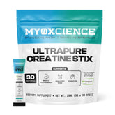 MYOXCIENCE Creapure Creatine Stix pack front shows convenient daily use for workouts.
