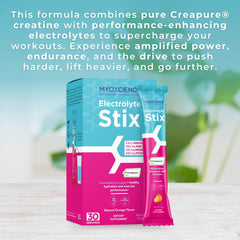 MYOXCIENCE Electrolyte STIX prepared drink shows natural orange flavor and minerals.
