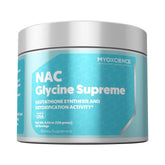 MYOXCIENCE NAC Glycine Supreme bottle front with peach-pineapple flavor label