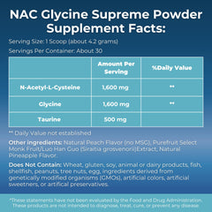 MYOXCIENCE NAC Glycine Supreme bottle side showing servings