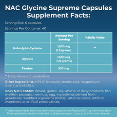MYOXCIENCE NAC Supreme capsules serving size view shows six capsules per serving