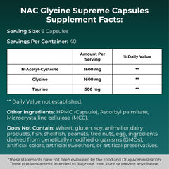 MYOXCIENCE NAC Supreme capsules serving size view shows six capsules per serving