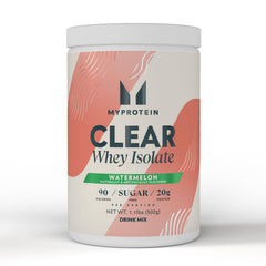 Myprotein Clear Whey Isolate Watermelon in glass, refreshing post-workout protein drink.