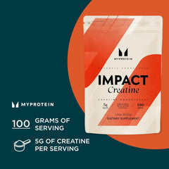 Myprotein Creatine scoop 5g illustrates easy, daily dosing for workouts.