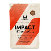 Myprotein Impact Whey Isolate chocolate milkshake front label highlights 25g protein
