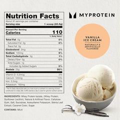 Vanilla powder scoop with Myprotein Impact Whey Isolate for convenient post-workout fueling
