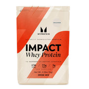 Myprotein Impact Whey Protein Powder tub label highlighting protein content for workouts