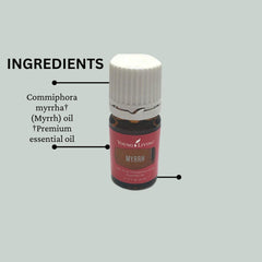 Young Living Myrrh oil being diluted for skincare routine.