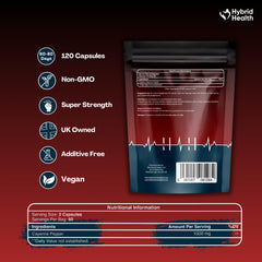 Mystic Nature Cayenne capsules label detail featuring 1000MG potency for trusted strength.