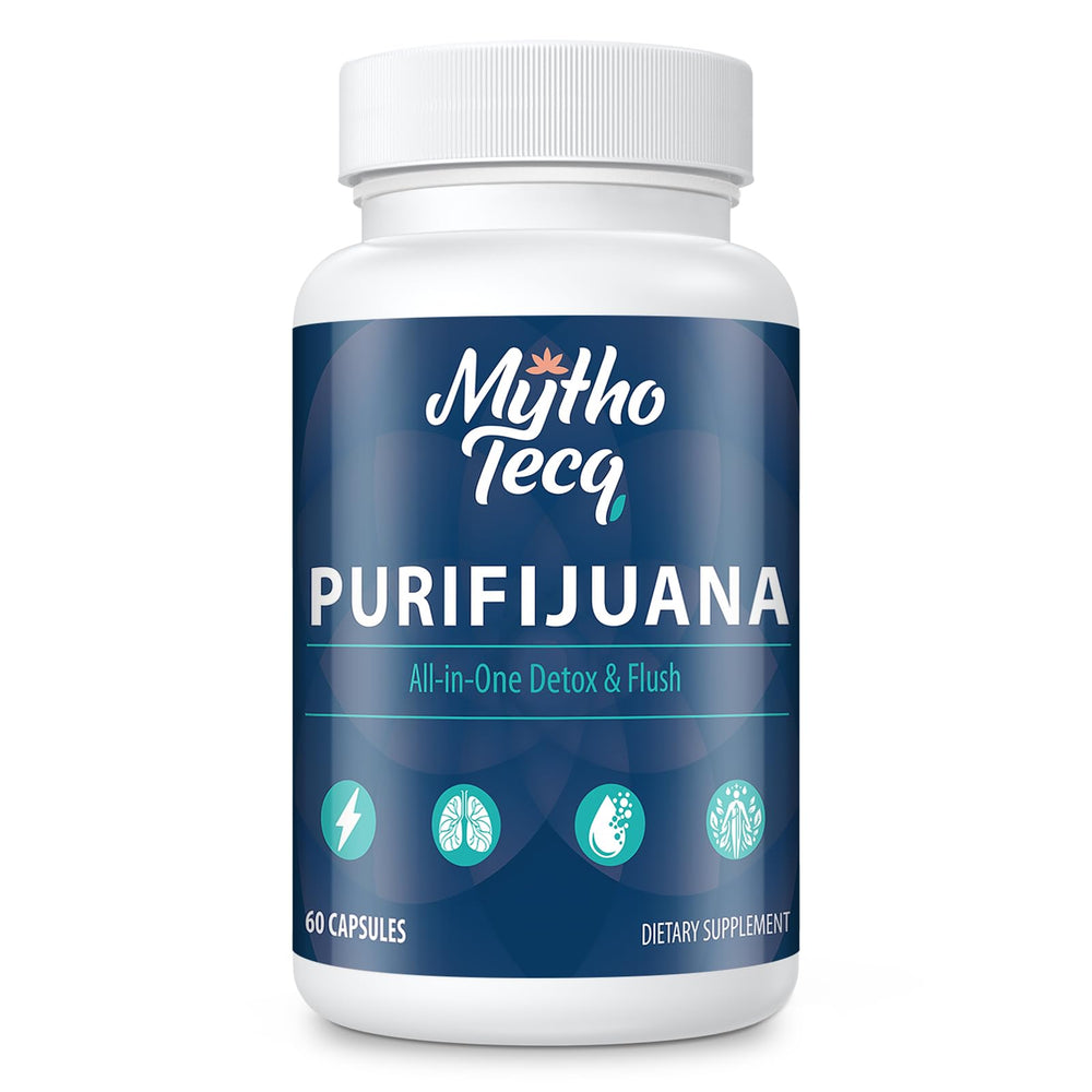 MythoTecq Detox 90,000 MG bottle front view highlighting a potent herbal blend for daily cleansing