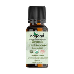 Nagaad Organic Frankincense essential oil bottle, pure Boswellia Carterii for skincare and massage.