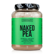 NAKED Chocolate Pea Protein bag front showing clean ingredient list and branding for vegan nutrition