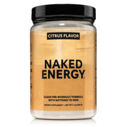Naked Citrus Energy tub front, vegan pre-workout for clean energy.