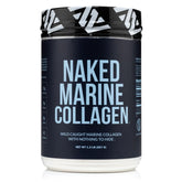 NAKED Marine Collagen bottle close-up with pure unflavored powder for skin and nails support