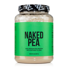 NAKED Pea protein powder jar shows a pure base for versatile shakes and meals