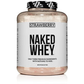 NAKED Strawberry Whey tub front shows clean packaging for everyday protein boost.