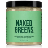 NAKED Super Greens powder tub front view highlighting organic ingredients