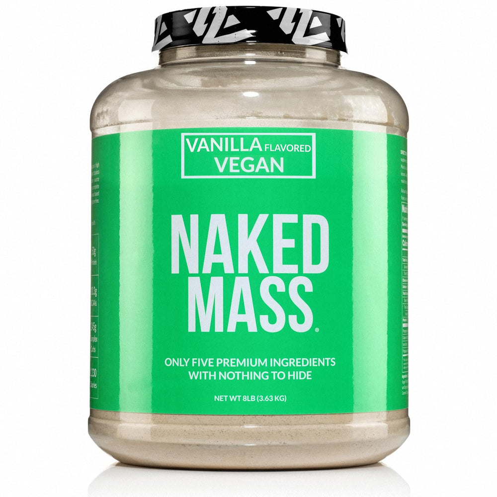 NAKED Vegan Mass Vanilla tub, dairy-free mass gainer for vegan athletes