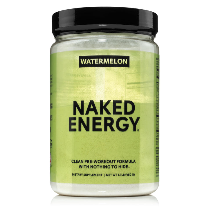NAKED Watermelon Energy can with angled view highlighting clean label for gym energy